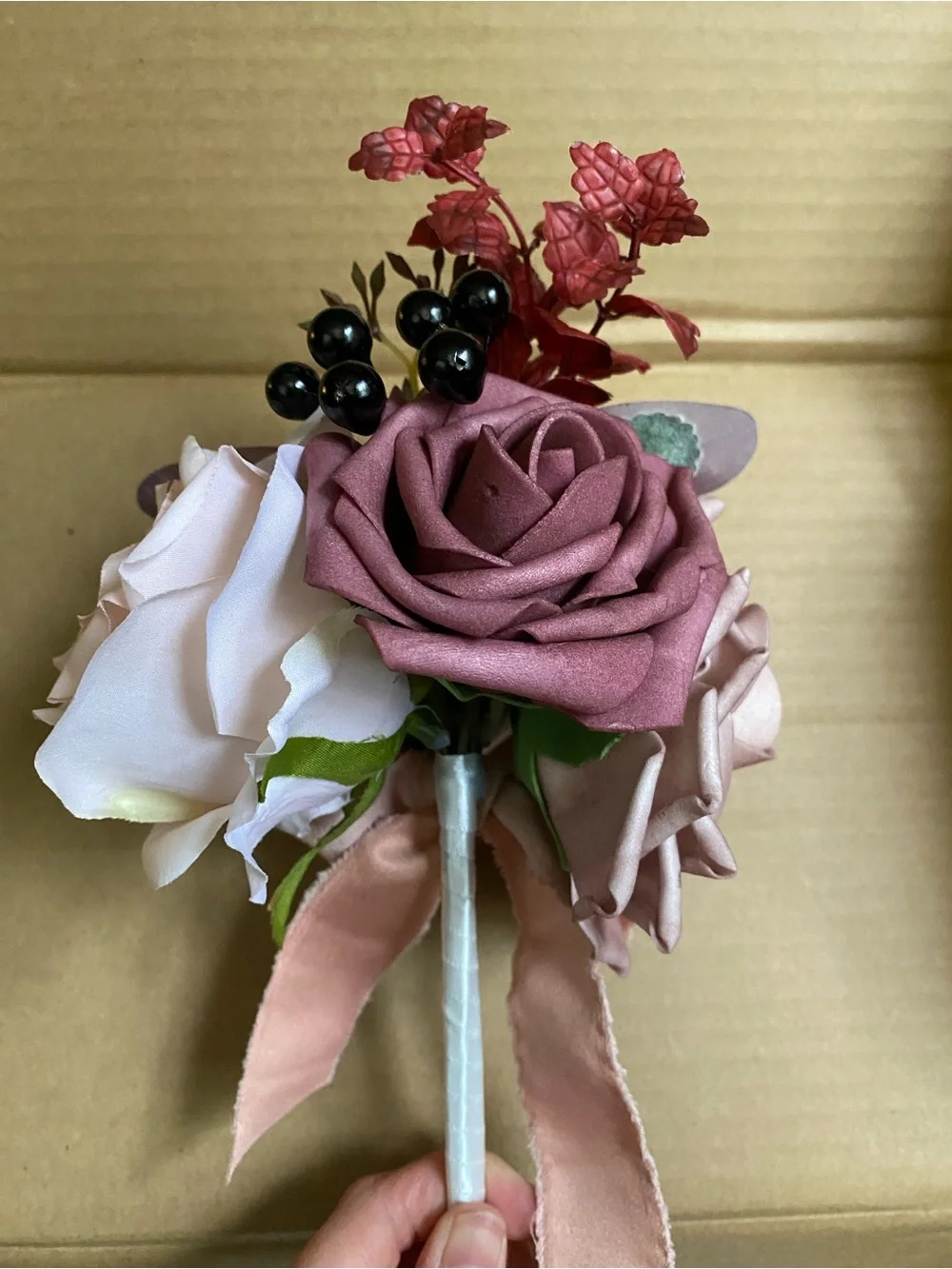 White, Blush and Mauve Floral Bouquets- set of 6